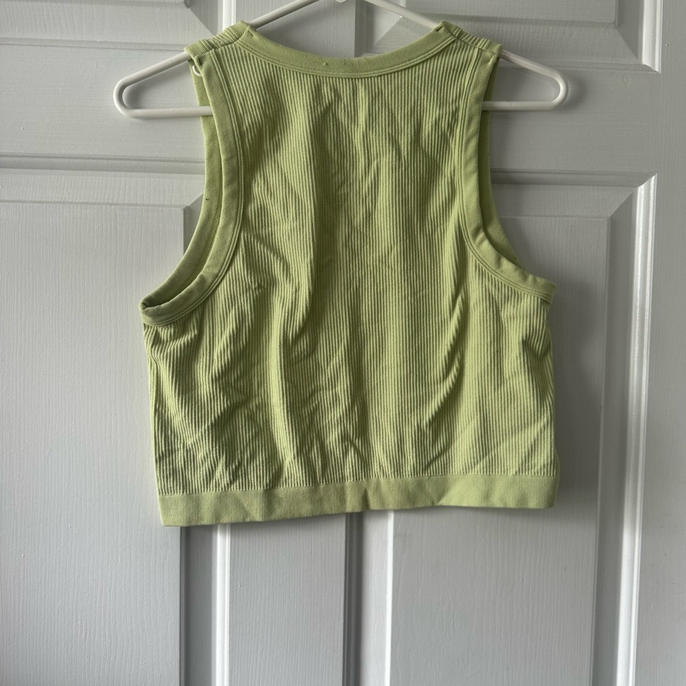 Women's Green Ribbed Tank Top - Picture 2 of 3